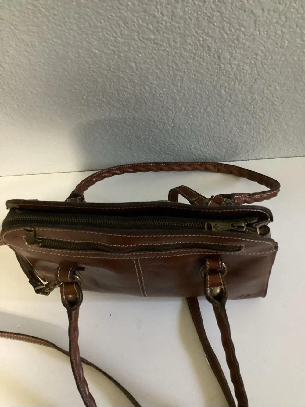 Patricia Nash Embossed Leather Satchel in Brown